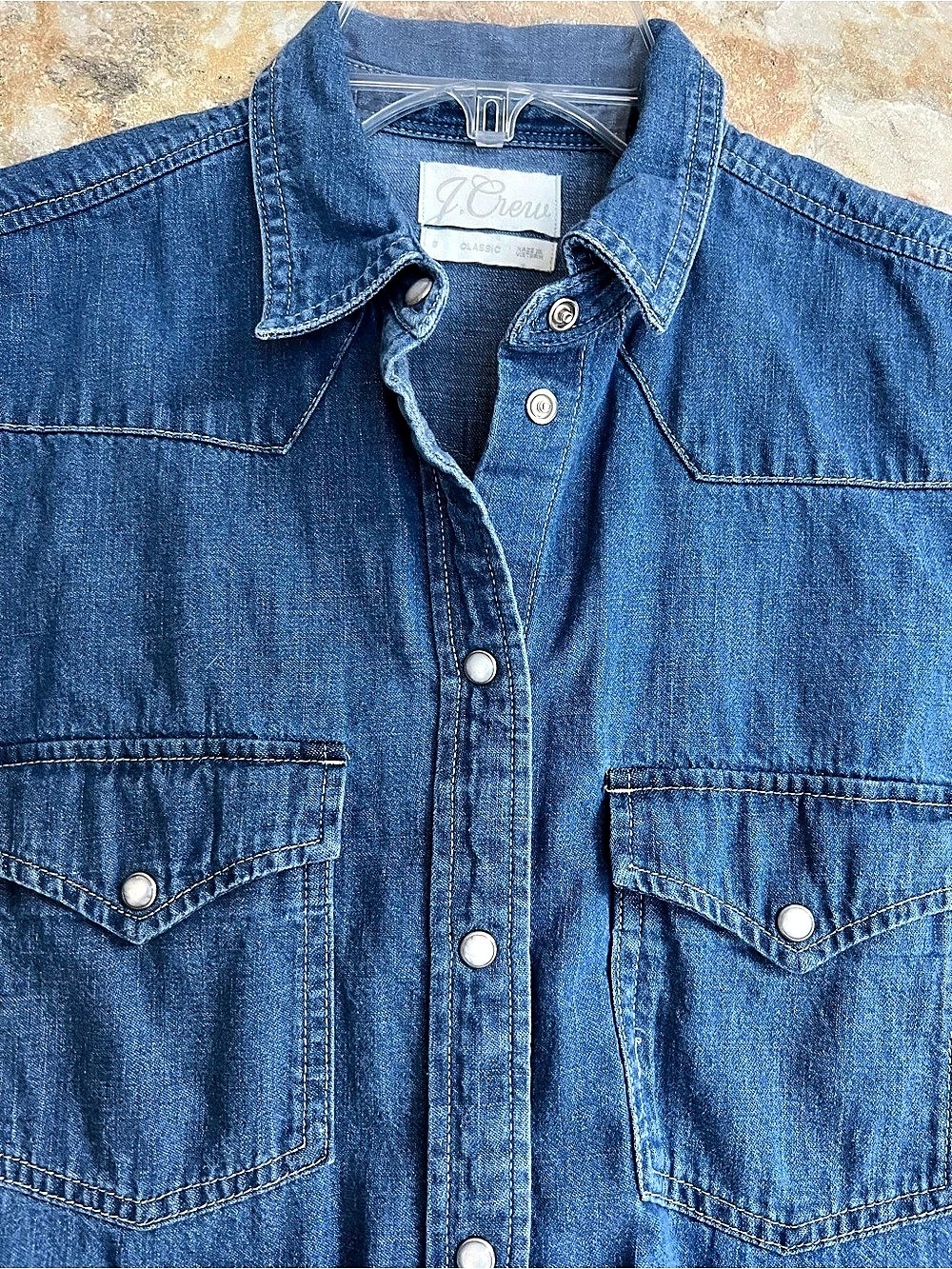 J.Crew Short Sleeve Denim Western Shirt Blue Size Medium